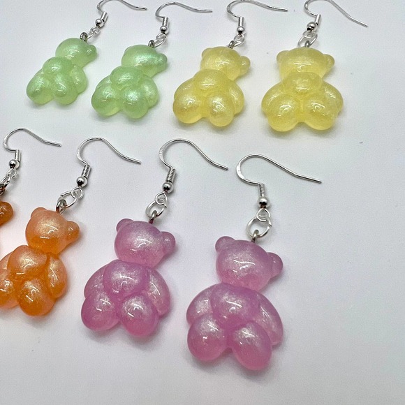Gummy Bear Earrings - Baby Shower Earrings - Gender Reveal Earrings - Teddy Bear - Picture 5 of 10